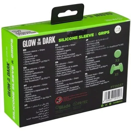 Fr-Tec Funda de Silicona + Grips Glow In The Dark para PS4 - Verde